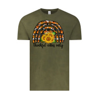 Vintage Olive Thankful Vibes Only Vintage Tee - CowhideDigitalArt