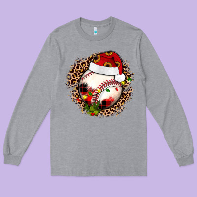 Christmas Baseball Long Sleeve Tee Designed By Jahusdesignshop