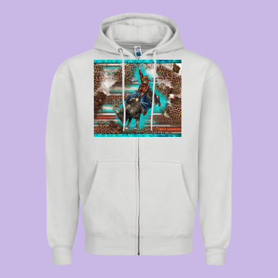 Western Rodeo Bullfighter Serape Leopards Turquoise's Gliterrs Zipper Hoodie Designed By Barkaloodesign