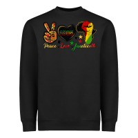 Black peace love juneteenth raised fist Heavyweight Sweatshirt - HRA Design Shop