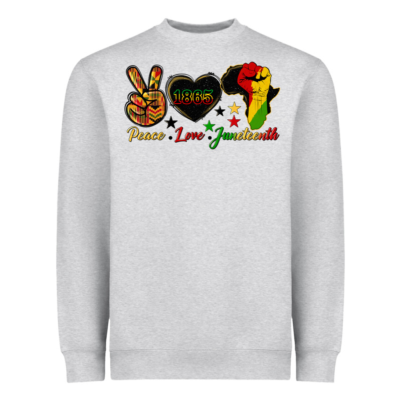 Peace Love Juneteenth Raised Fist Heavyweight Sweatshirt by HRA Design Shop | Teevron
