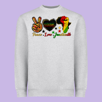 Peace Love Juneteenth Raised Fist Heavyweight Sweatshirt Designed By Hra Design Shop