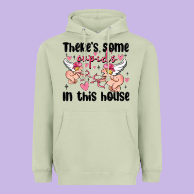 There's Some Cupid's In This House Heavyweight Hoodie Designed By Maliassmallbusiness