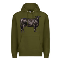 Army Green black angus cow Premium Hoodie - LillyAllenDesigns