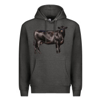 Charcoal Heather black angus cow Premium Hoodie - LillyAllenDesigns
