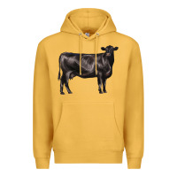 Mustard black angus cow Premium Hoodie - LillyAllenDesigns