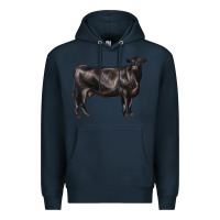 Navy black angus cow Premium Hoodie - LillyAllenDesigns