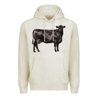 Oatmeal Heather black angus cow Premium Hoodie - LillyAllenDesigns
