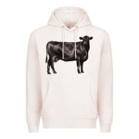 Pale Pink black angus cow Premium Hoodie - LillyAllenDesigns