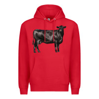 Red black angus cow Premium Hoodie - LillyAllenDesigns