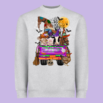 Hallloween Farm Animals Truck Heavyweight Sweatshirt Designed By Cowhidedigitalart