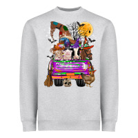 Heather Grey Hallloween Farm animals Truck Heavyweight Sweatshirt - CowhideDigitalArt