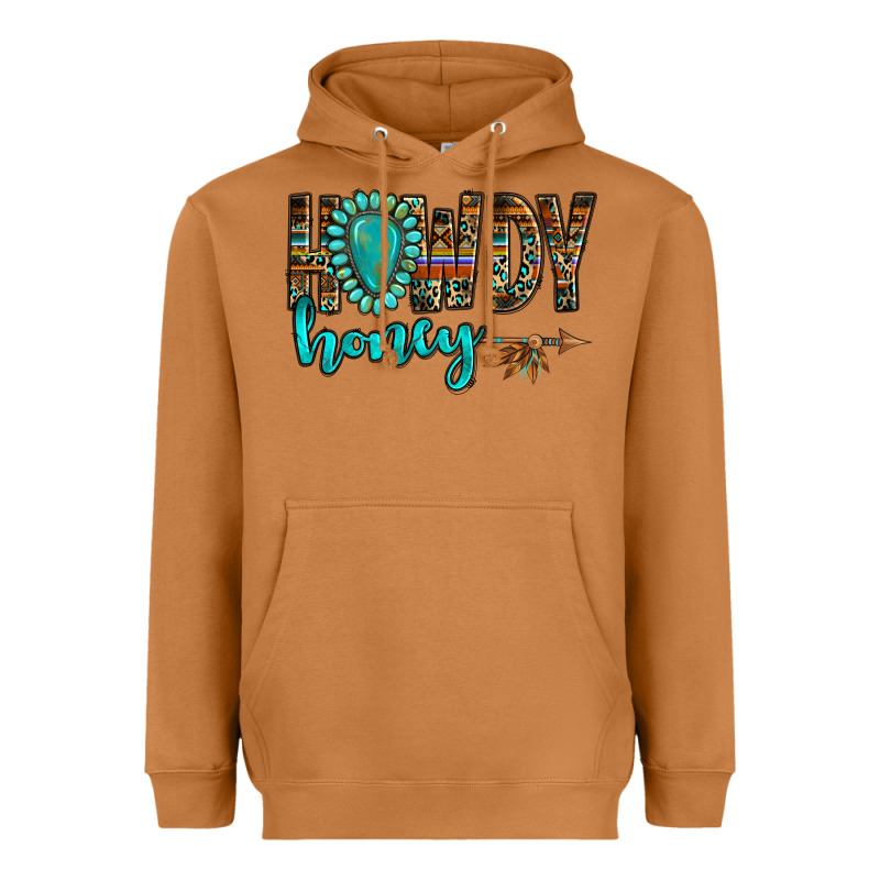 Western Howdy Honey Arrow Gemstone Heavyweight Hoodie by NancyCooperArtShop | Teevron
