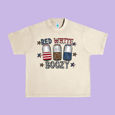 Red White Boozy Urban Heavy Tee Designed By Cowhidedigitalart