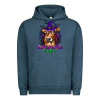 Pigment Midnight Navy Hocus Pocus Heifer with Cow and Halloween Urban Hoodie - texasbilliewilder