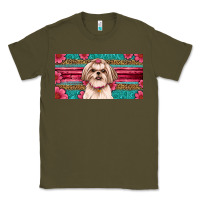 Army Green Western Shih Tzu License Plate Design Classic Tee - JahusDesignShop