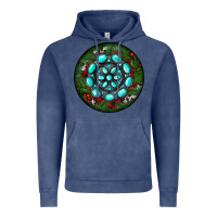 Vintage Denim Christmas Round Turquoise Gemstone Vintage Hoodie - RanaPortraitStore