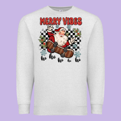 Merry Vibes Ho Ho Ho Premium Sweatshirt Designed By Maliassmallbusiness