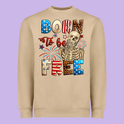 Born To Be Free With Skeleton 4th Of July Heavyweight Sweatshirt Designed By Neo Western