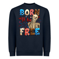 Navy Born to be free with skeleton 4th of july Heavyweight Sweatshirt - Neo Western