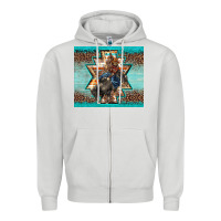 Dove Grey western rodeo bullfighter Aztec leopard turquoise Zipper Hoodie - BarkalooDesign