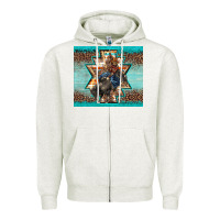 Oatmeal Heather western rodeo bullfighter Aztec leopard turquoise Zipper Hoodie - BarkalooDesign