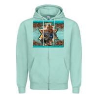 Seafoam western rodeo bullfighter Aztec leopard turquoise Zipper Hoodie - BarkalooDesign