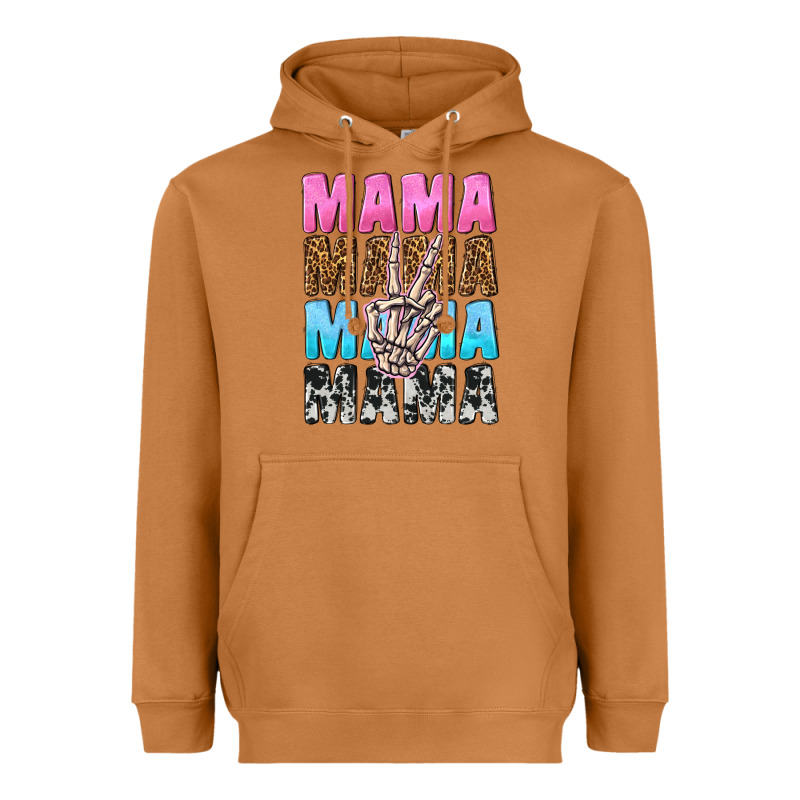 Mama Skeleton Peace Leopard Pattern Heavyweight Hoodie by NancyCooperArtShop | Teevron