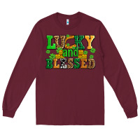 Burgundy lucky and blessed with coins and shamrocks Long Sleeve Tee - AdoDesignShop