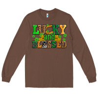 Chestnut lucky and blessed with coins and shamrocks Long Sleeve Tee - AdoDesignShop