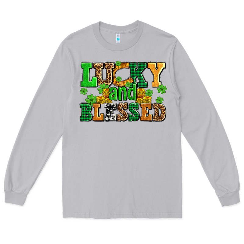 Lucky And Blessed With Coins And Shamrocks Long Sleeve Tee by AdoDesignShop | Teevron