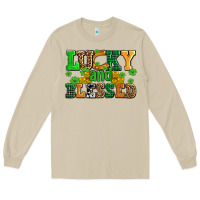 Mushroom lucky and blessed with coins and shamrocks Long Sleeve Tee - AdoDesignShop
