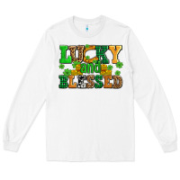 White lucky and blessed with coins and shamrocks Long Sleeve Tee - AdoDesignShop