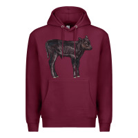 Burgundy Black Angus Calf Illustrations Premium Hoodie - LillyAllenDesigns