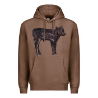 Chestnut Black Angus Calf Illustrations Premium Hoodie - LillyAllenDesigns