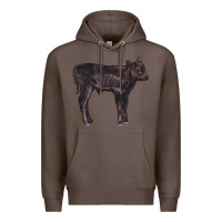 Coffee Black Angus Calf Illustrations Premium Hoodie - LillyAllenDesigns