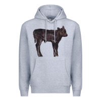 Heather Grey Black Angus Calf Illustrations Premium Hoodie - LillyAllenDesigns