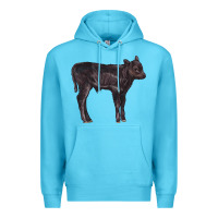 Ocean Blue Black Angus Calf Illustrations Premium Hoodie - LillyAllenDesigns