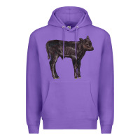 Purple Black Angus Calf Illustrations Premium Hoodie - LillyAllenDesigns