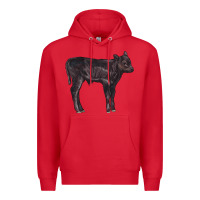 Red Black Angus Calf Illustrations Premium Hoodie - LillyAllenDesigns