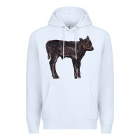 White Black Angus Calf Illustrations Premium Hoodie - LillyAllenDesigns