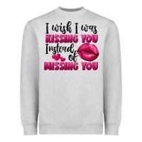 Heather Grey i wish i was kissing you instead of missing you Heavyweight Sweatshirt - FaDigitalArtStudio
