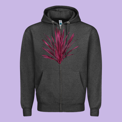Pink Cordyline Zipper Hoodie Designed By Lillyallendesigns