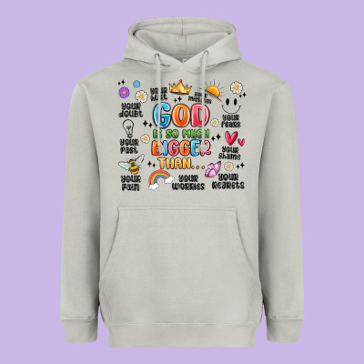 God Is So Much Bigger Than... Heavyweight Hoodie Designed By Maliassmallbusiness