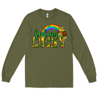 Army Green feeling lucky with coins Long Sleeve Tee - AdoDesignShop