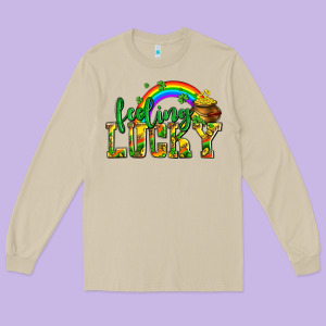Feeling Lucky With Coins Long Sleeve Tee Designed By Adodesignshop