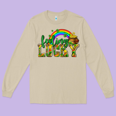 Feeling Lucky With Coins Long Sleeve Tee Designed By Adodesignshop
