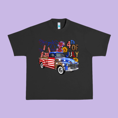 Western Truck Fourth Of July America Urban Heavy Tee Designed By Fadigitalartstudio