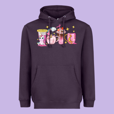 Unicorn Coffee Cups Heavyweight Hoodie Designed By Nancycooperartshop