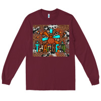 Burgundy thankful turkey png Long Sleeve Tee - JahusDesignShop